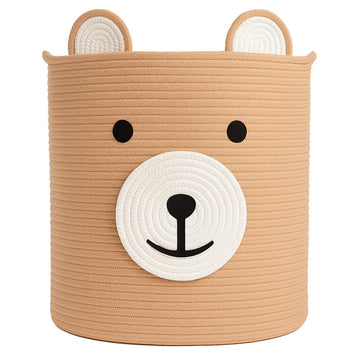 Baby Laundry Basket, Bear Basket, Baby Shower Baskets, Bear Gift Baskets for Kids, Nursery, Toy Storage, Cotton Rope Hamper with