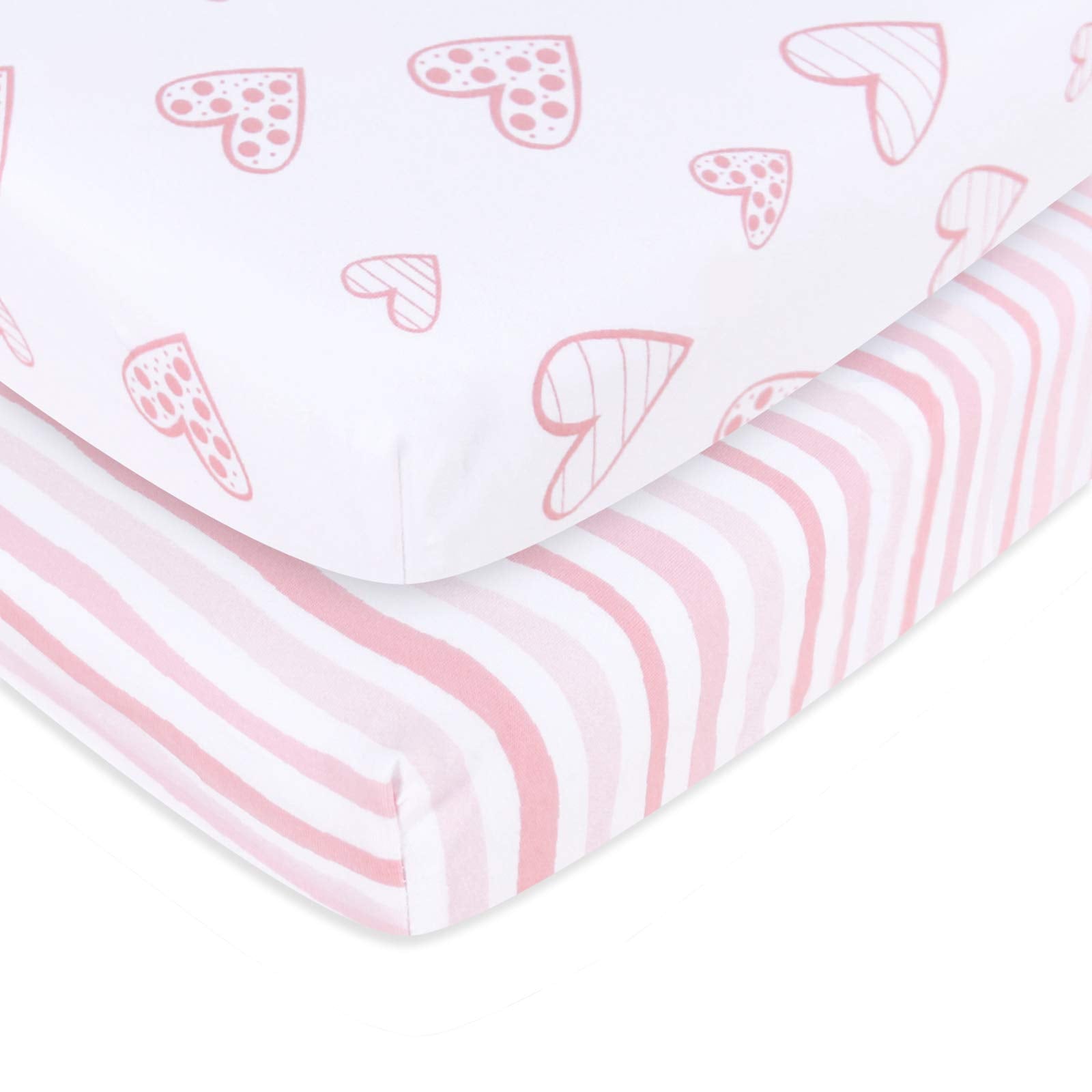 Biloban Pack And Play Sheets Fitted, 2 Pack Playard Sheets Fits For Graco Pack N Play Mattress, 100% Jersey Knit Cotton Mini Cri
