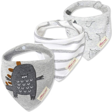 Jn&Lulu 3 Pack Newborn Baby Bibs Bandana Drool Bibs For Drooling Cotton Baby Gifts (Dino)