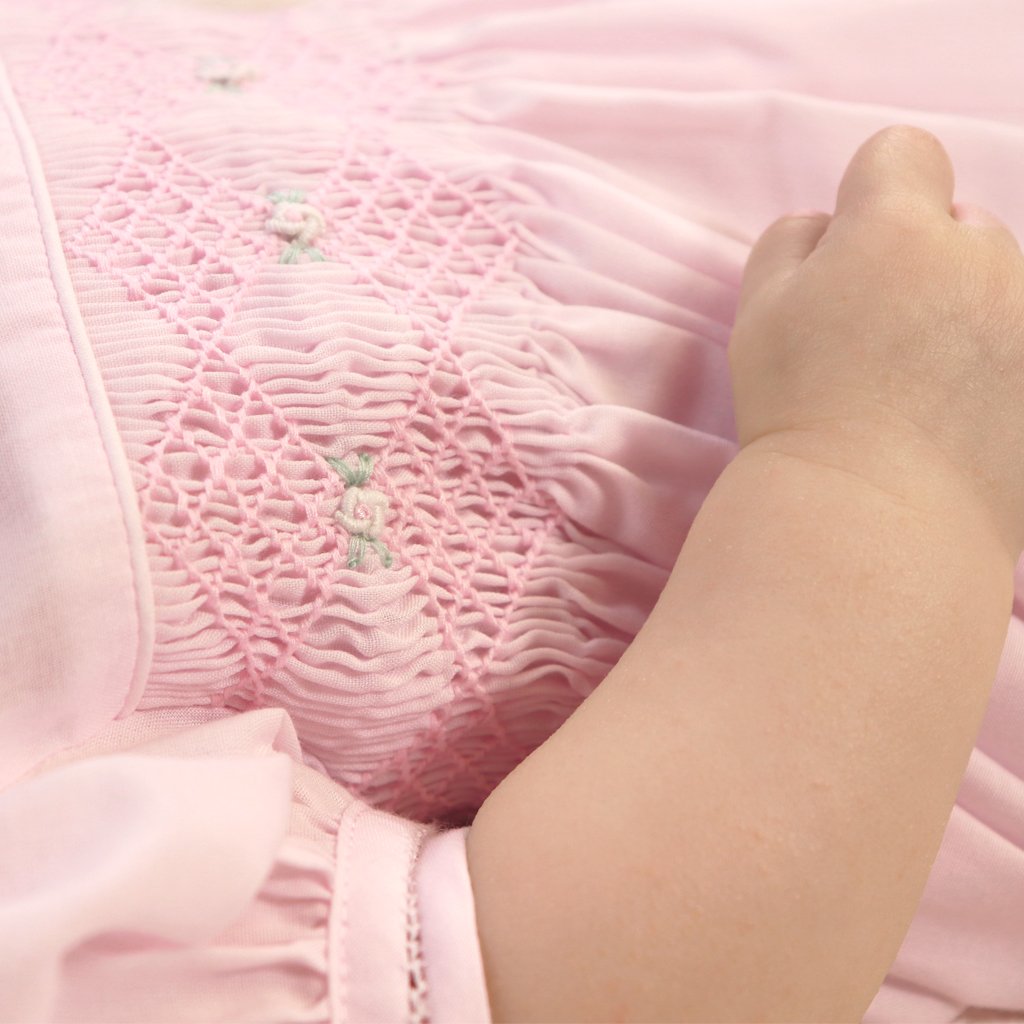 Petit Ami Baby Girls French Bubble With Diamond Smocking, 9 Months, Mint