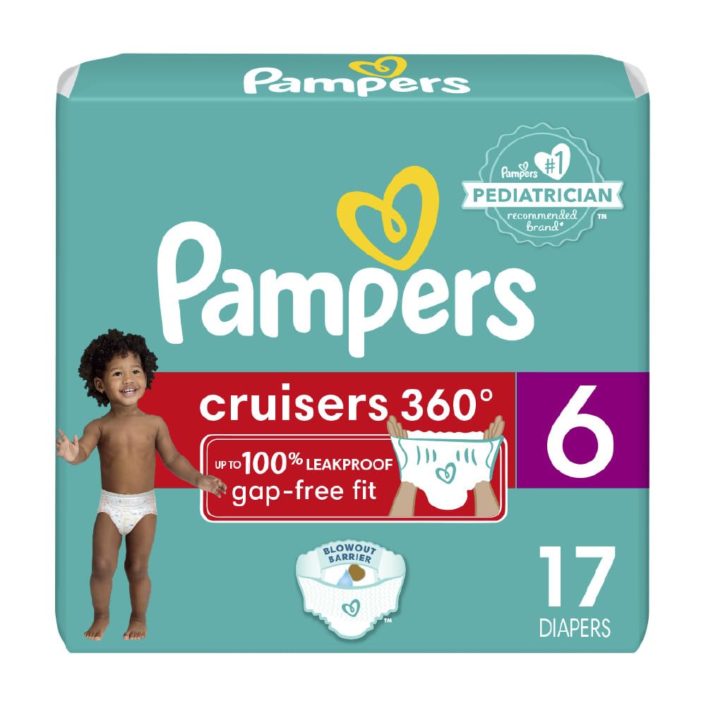 Pampers Diapers - Cruisers 360 - Size 6, 17 Count, Babyproof Up To 100% Leakproof Pull-On Diaper
