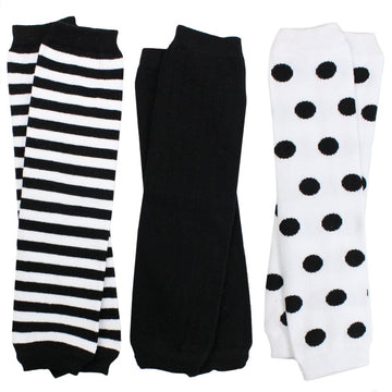 Judanzy 3 Pair Baby Boy And Girl Leg Warmers Black And White Stripes (One Size)