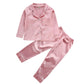 Toddler Baby Kids Satin Pajamas Set, Long Sleeve Button-Down Sleepwear Pjs For Girls (6T, A-Pink)