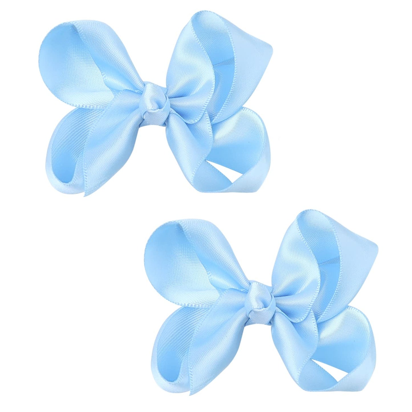 3 Inch Satin Bow For Little Girls - 2 Pcs (Sky Blue)