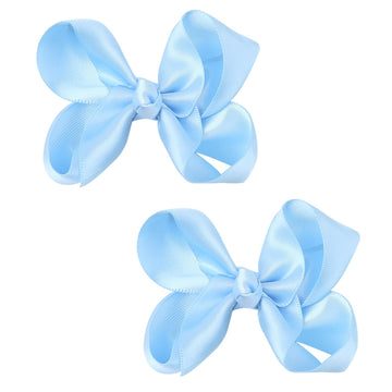 3 Inch Satin Bow For Little Girls - 2 Pcs (Sky Blue)