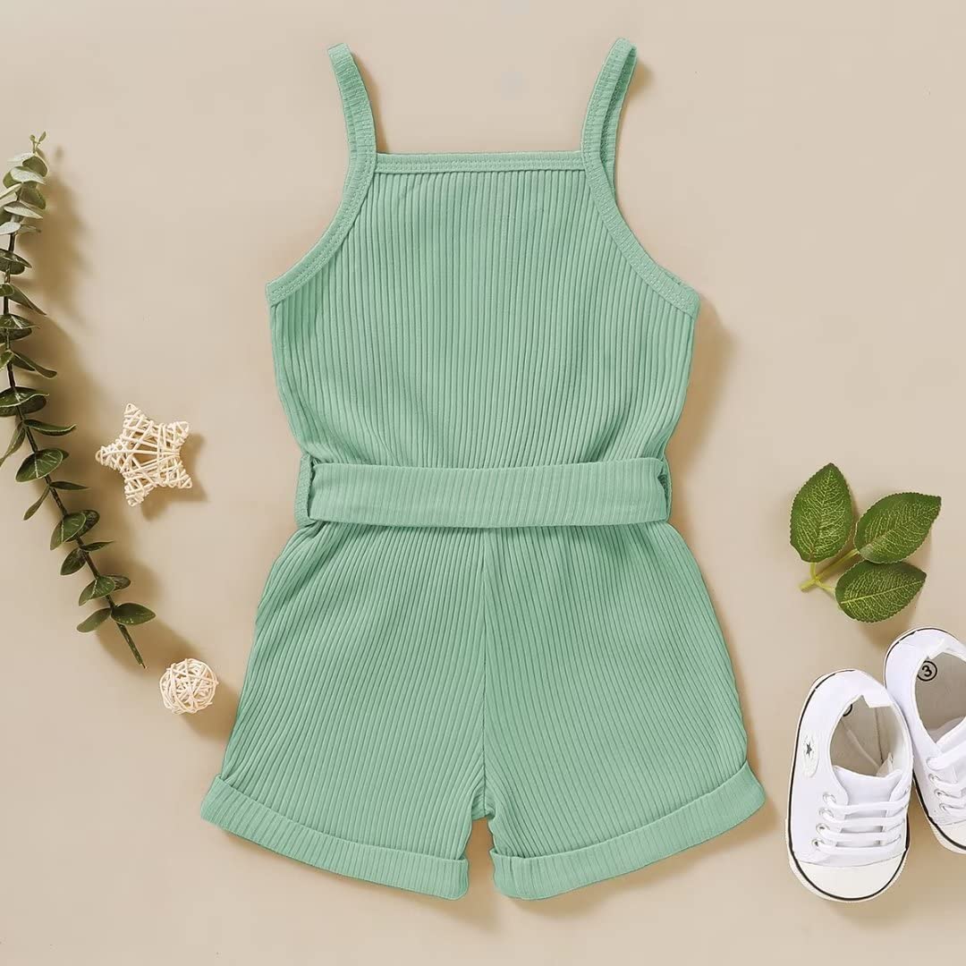 2 Year Old Girl Clothes Summer Toddler Baby Strap Sleeveless One Piece Romper Casual Summer Jumpsuit, Green Suspender Clothes 2-