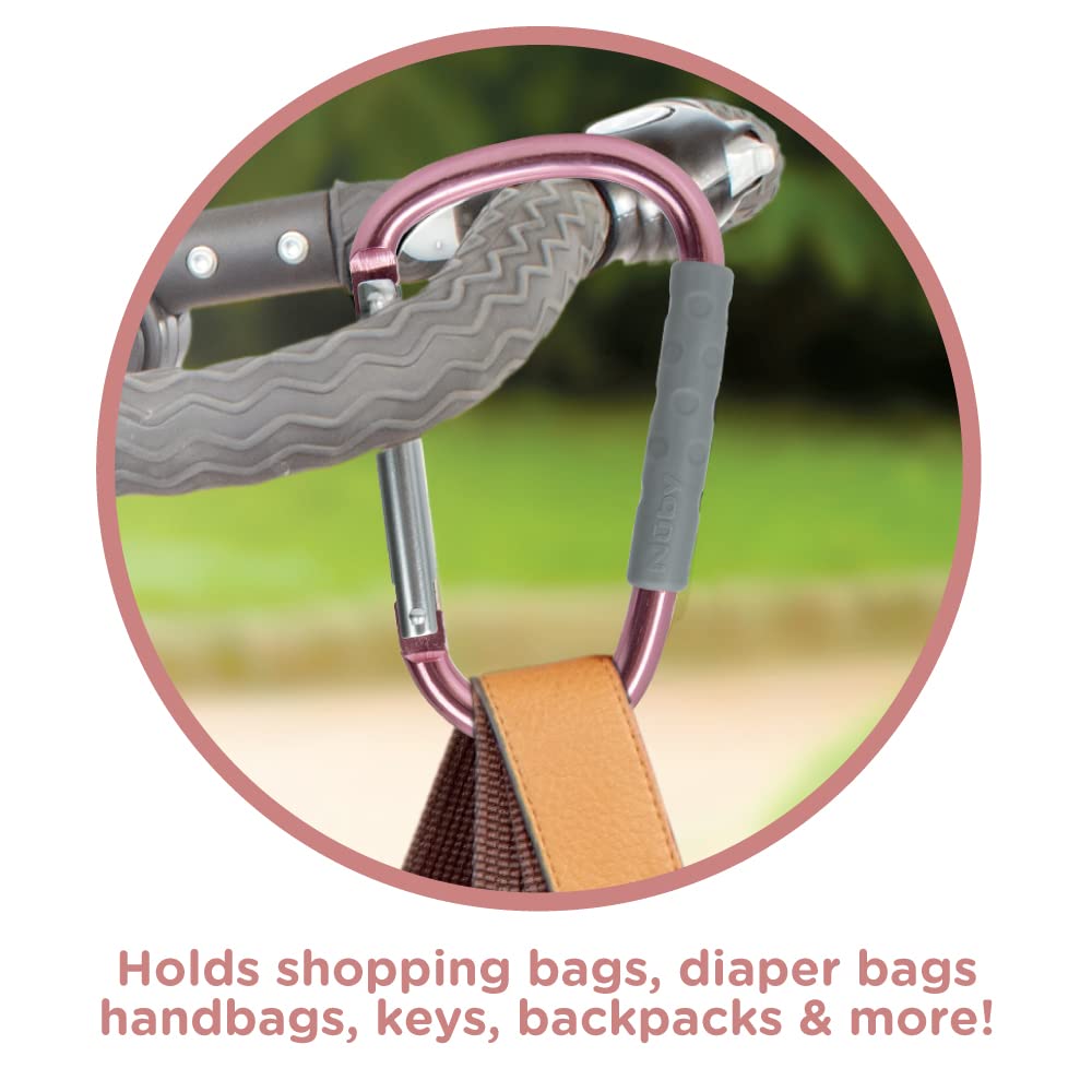 Nuby Large Handy Hook Carabiner Stroller Clip With Textured Soft Grip: Rose Gold