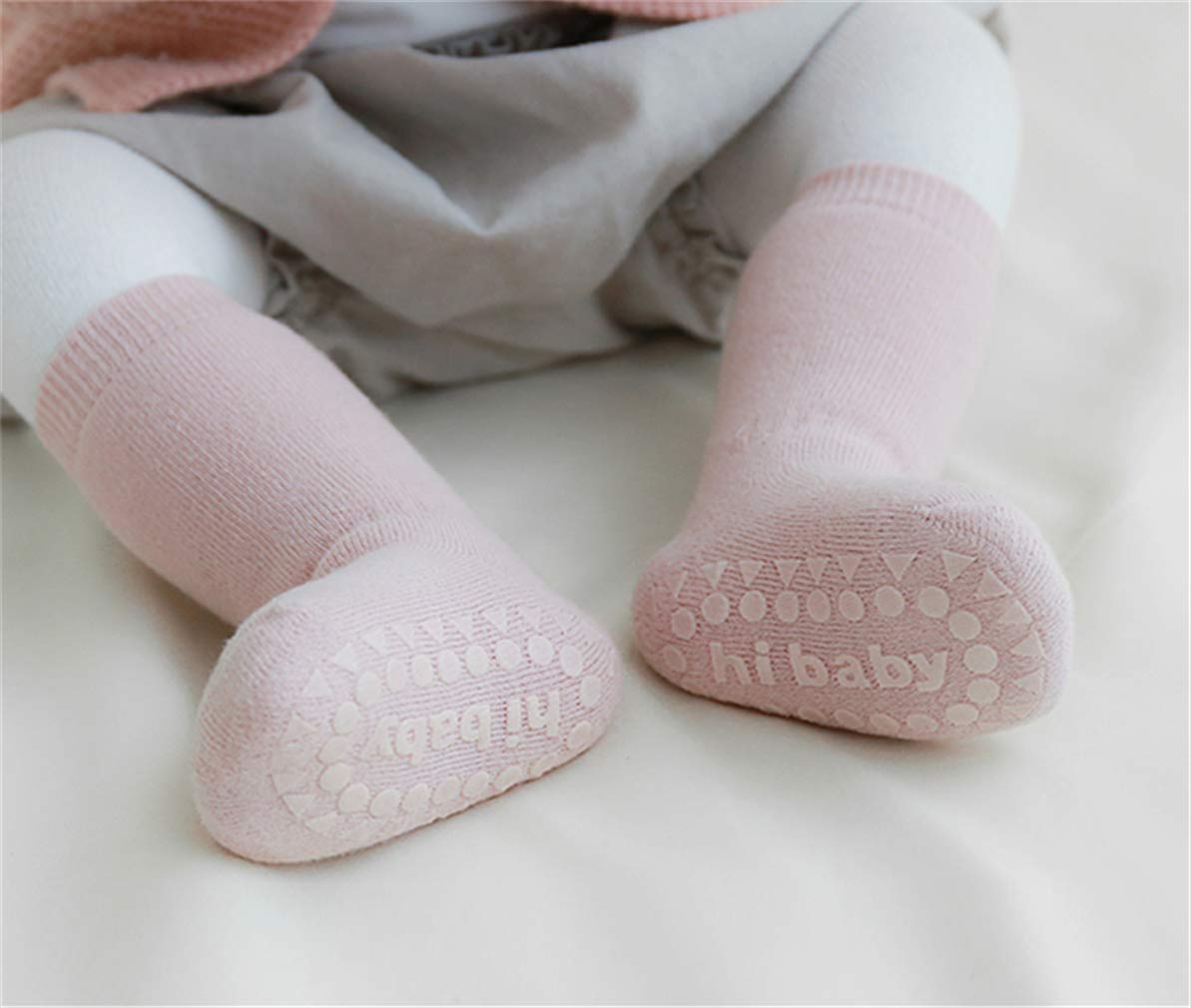Baby Non Slip Grip Socks Toddler Knee High Anti Skid Crew Slipper Crawling Socks For Girls Boys Newborn (M(1-3T))