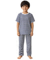ANTHRILO Navy White Stripe Boys Pure Cotton Short Sleeve Pyjama Set | Summer Sleepwear Night Suit | TShirt & Pyjama Set | Regul