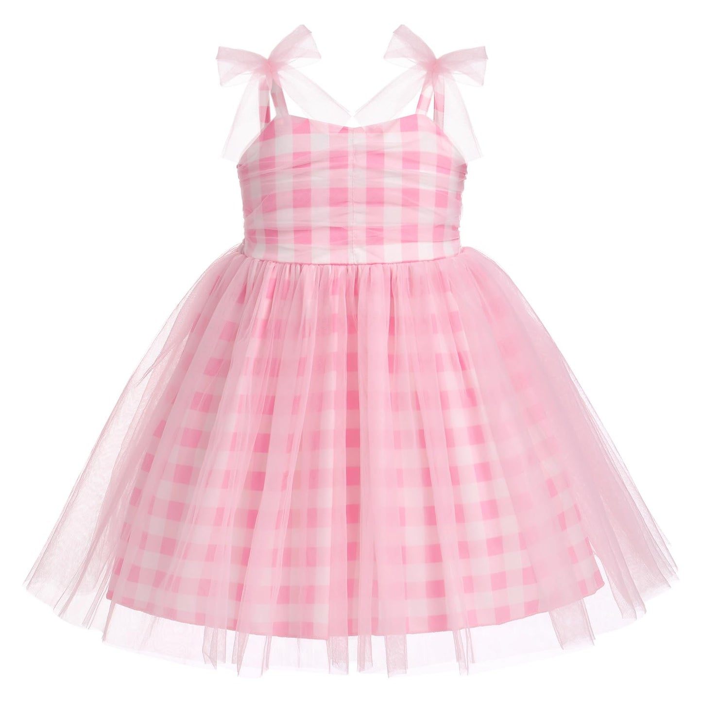 Idopip Baby Girls Plaid Dress Vintage Princess Birthday Party Pink And White Checked Dresses Toddler Girl First Communion Pagean