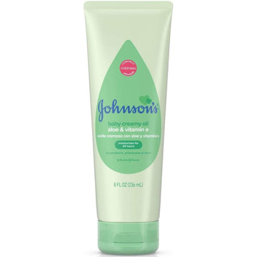Johnson & Johnson Johnson'S Baby Creamy Oil, Aloe & Vitamin E, 8 Ounce (Pack Of 6)