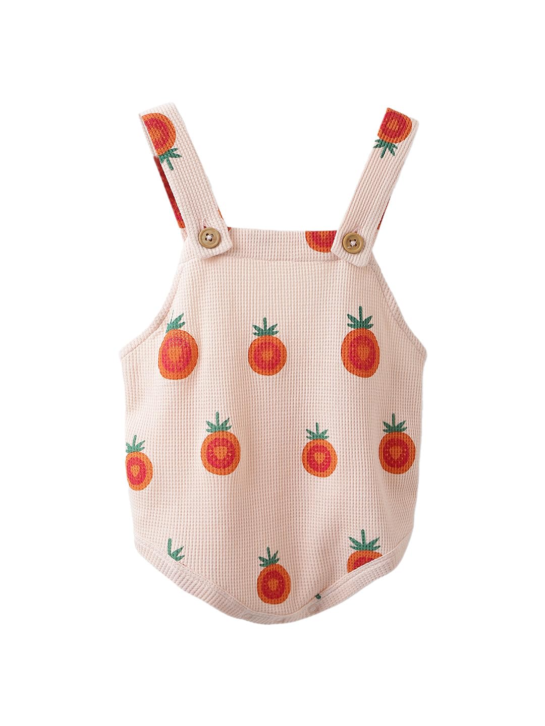 Spunkies Unisex Baby Cotton Romper | Sleeveless Print Bodysuit | Soft Waffle Knit Fabric With Shoulder Button Closure | Stylish 