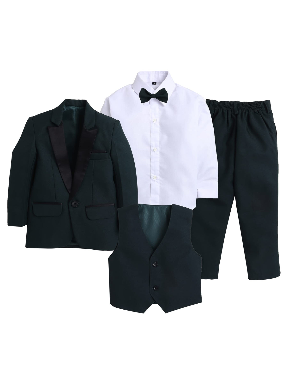 Jeetethnics Boys Green Coat Suit Set With Waistcoat Shirt And Trousers (9098H)