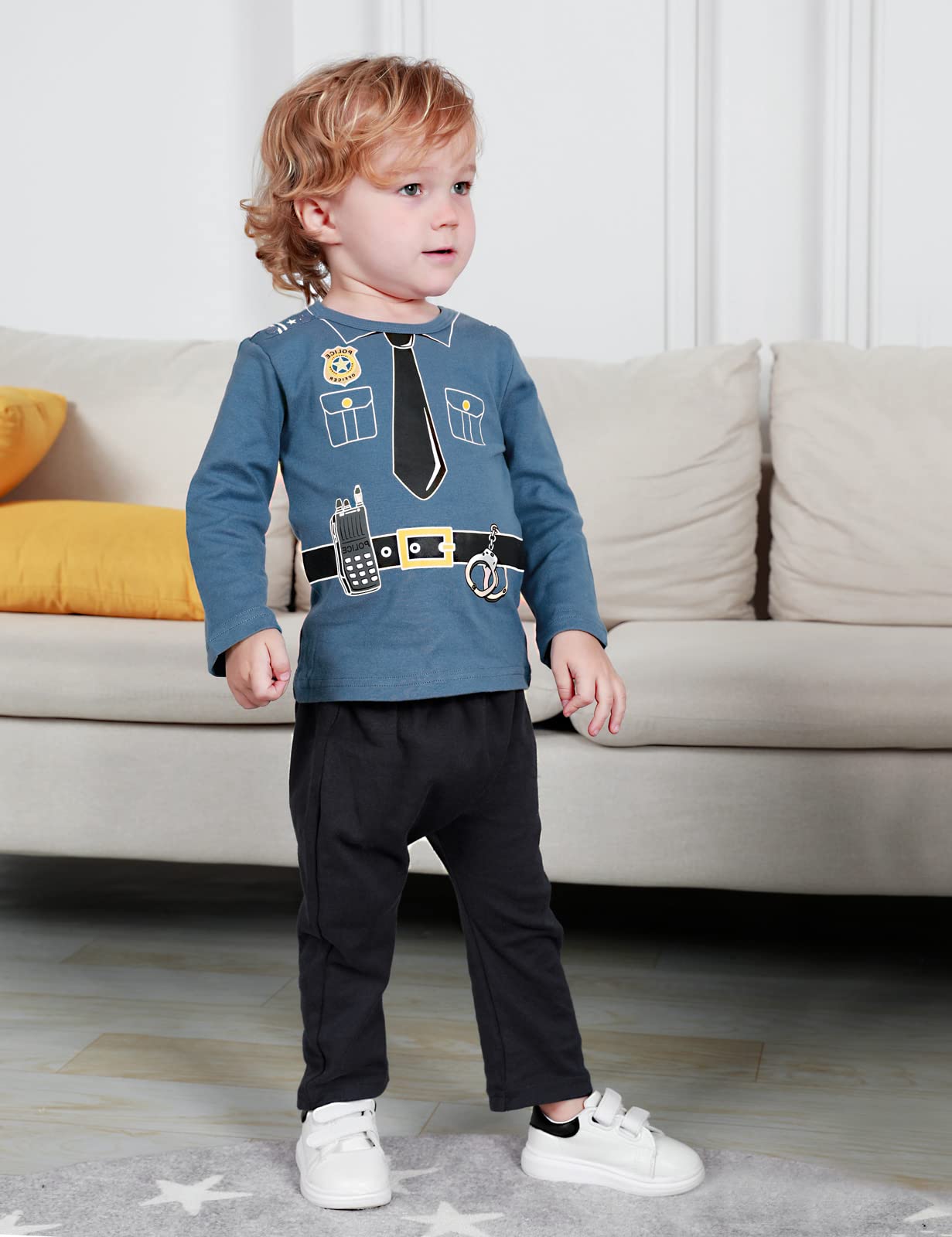 Cosland Toddler Boys Police Officer Costume Halloween Outfit, Blue, 18-24 Months