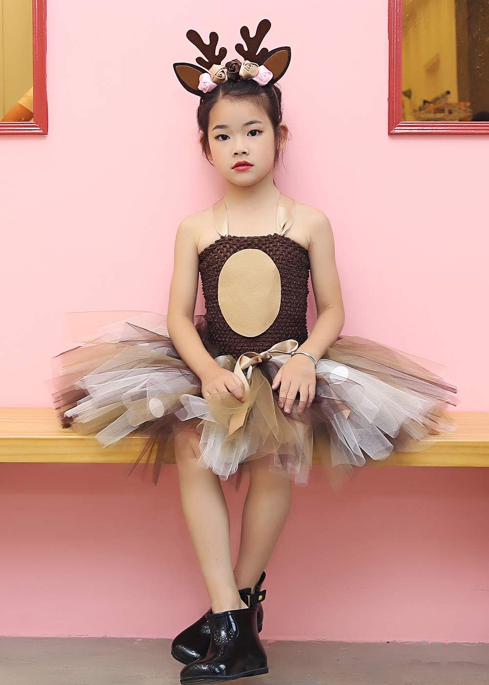 Tutu Dreams Teen Girls Reindeer Costume Plus Size 10-12 Deer Tutu Outfits Halloween Dress Up Winter Recital Dance (Deer, 9-10 Ye