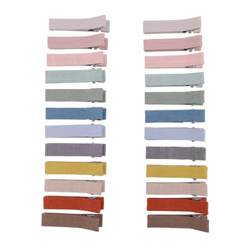 24 Pcs Fully Lined Hair Clips in Fringe Bangs for Baby Girls Women Cotton Linen Alligator Hair Barrettes Clips Toddler Kids Mom 