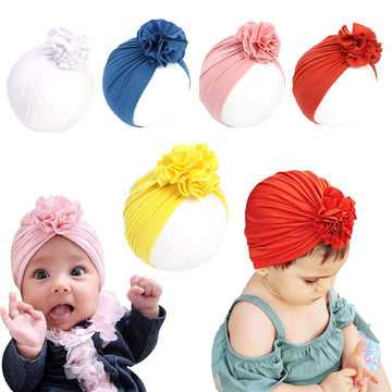 Newborn Baby Head Wrap Hat Infant Cotton Soft Cute Nursery Beanie Headband Top Flower For Boy Girl