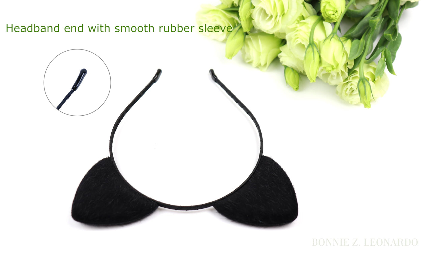 Bonnie Z. Leonardo Black Cat Ears Headband Furry Padded Catwomen Headbands Cat Black-F