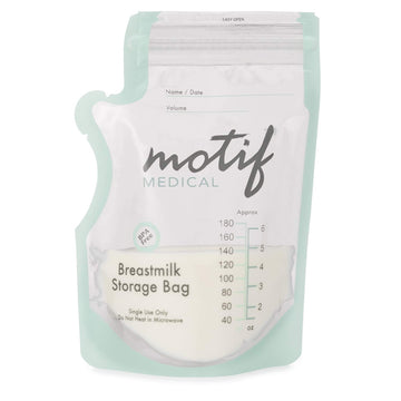 Motif Medical, Milk Storage Bags, 8 Oz Milk Freezer Bag With Easy Pour Spout, Bpa Free, Write-On Label - 100 Count