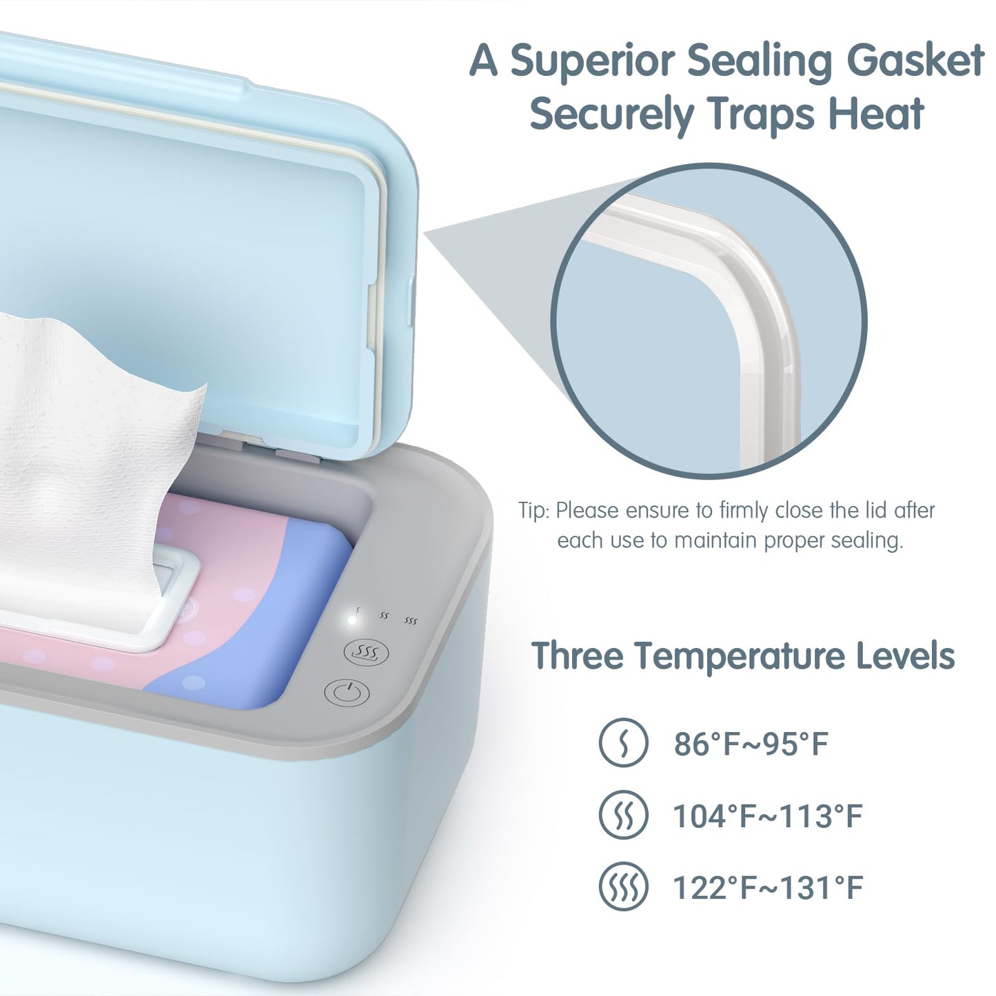 Awesmom Baby Wipe Warmer And Babies Wet Wipes Dispenser,Diaper Wipe Warmers With 3-Step Temperature Control And Large Capacity,B
