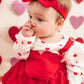 Wolbay Newborn Infant Valentines Baby Girl Outfit Love Print Romper Drees Ruffles Bodysuit Jumpsuit Clothes And Headband (Reda,