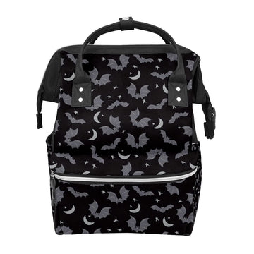 GACTIVITY Black Gray Bats Diaper Bag Travel Backpack Large Capacity Multi-Function Zipper Casual Travel Backpacks for Mom Dad Un