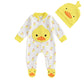 Twopumpkin Newborn Baby Boy Girl Halloween Duck Costume Long Sleeve Footed Romper Jumpsuit Duck Hat Outift Clothes (Zipper Duck 