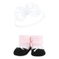 Hudson Baby Baby Girls' Headband And Socks Giftset, Blush White, One Size