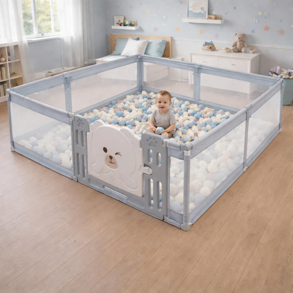 Metreno180 * 200Cm Playpen For Babies Upto 5 Year Baby Play Area Indoor Setup Portable Home With Balls Babies Play Pen Playard F