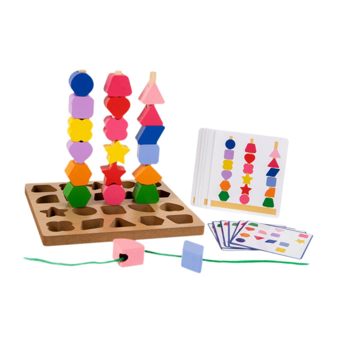 bnf Montessori Wooden Beads Sequencing Toy Set Lacing Beads for 2 3 4 5 Children Baby | Toys for Baby | Developmental Baby Toys