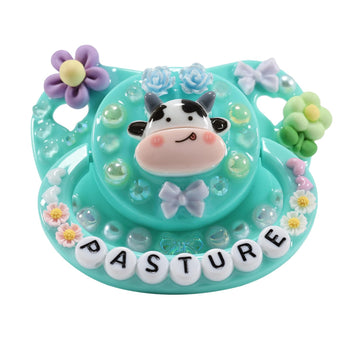 Cutieplusu Adult Sized Pacifier Dummy For Adult-Big Shield Diy Handmade-Cow Green