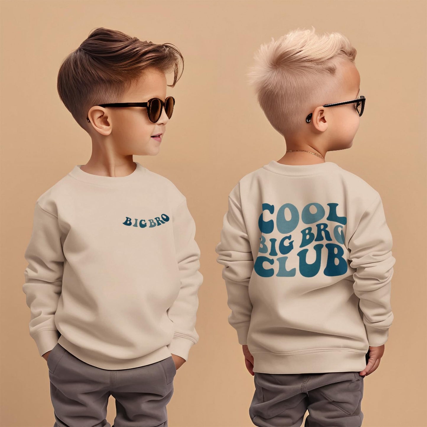 Boutikome Big Brother Sweatshirt Toddler Baby Boy Cool Big Bro Club Shirts Announcement Pullover Long Sleeve Fall Tops(Beige,18-