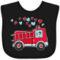 Inktastic Valentine Fire Truck With Cute Dalmatian And Hearts Baby Bib Black 39A2A