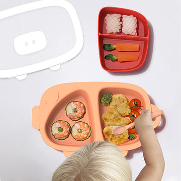 Kids Divided Plate, 3 Pcs(Plate With Lid And Inner Dish), Toddler Dishes Tableware, Dishwasher-Safe For Baby Feeding Dinner Plat