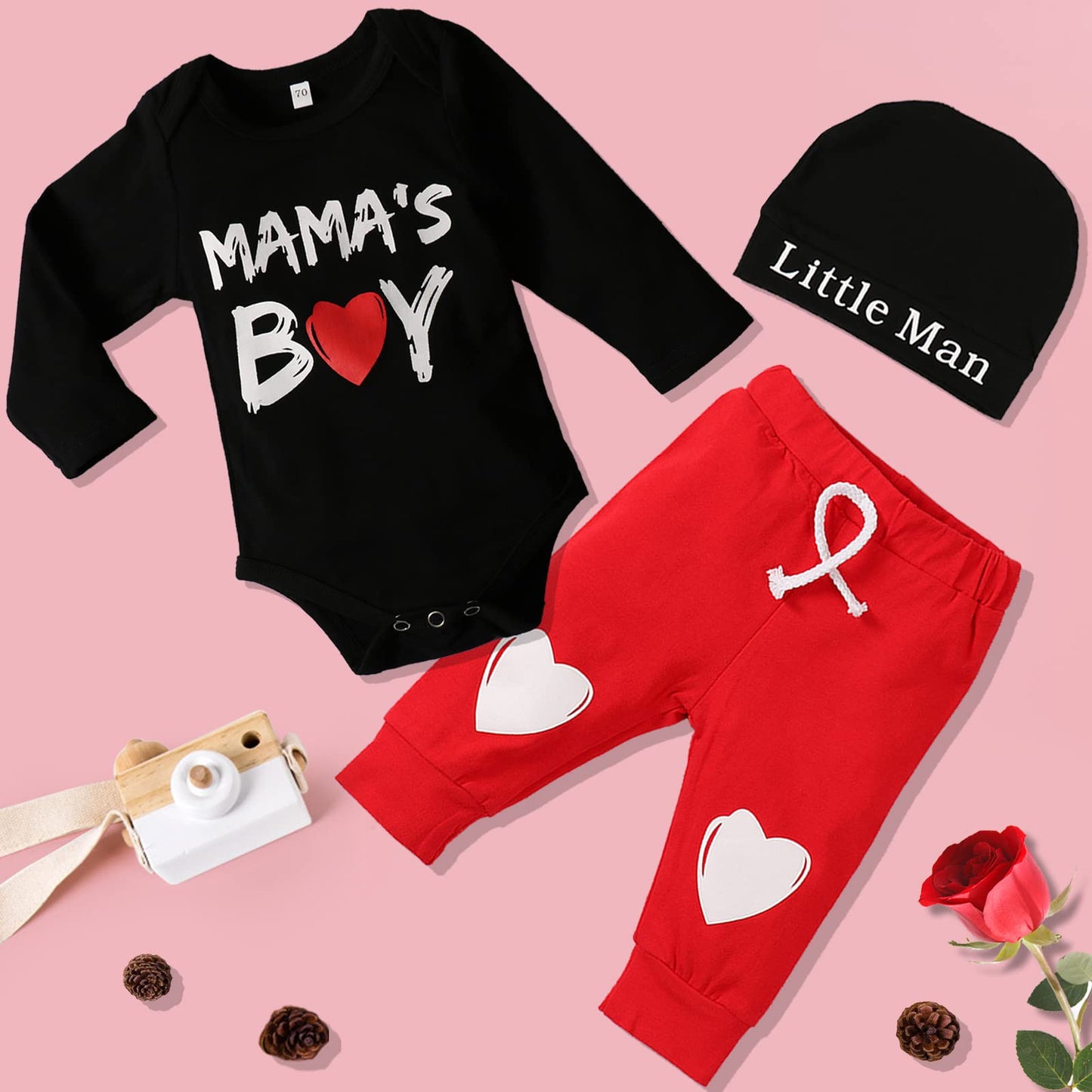 Vaiziq Baby Boy Valentines Day Outfit Baby Boy Outfit New Round Neck Newborn Valentines Day Outfit Boy My First Valentines Day B