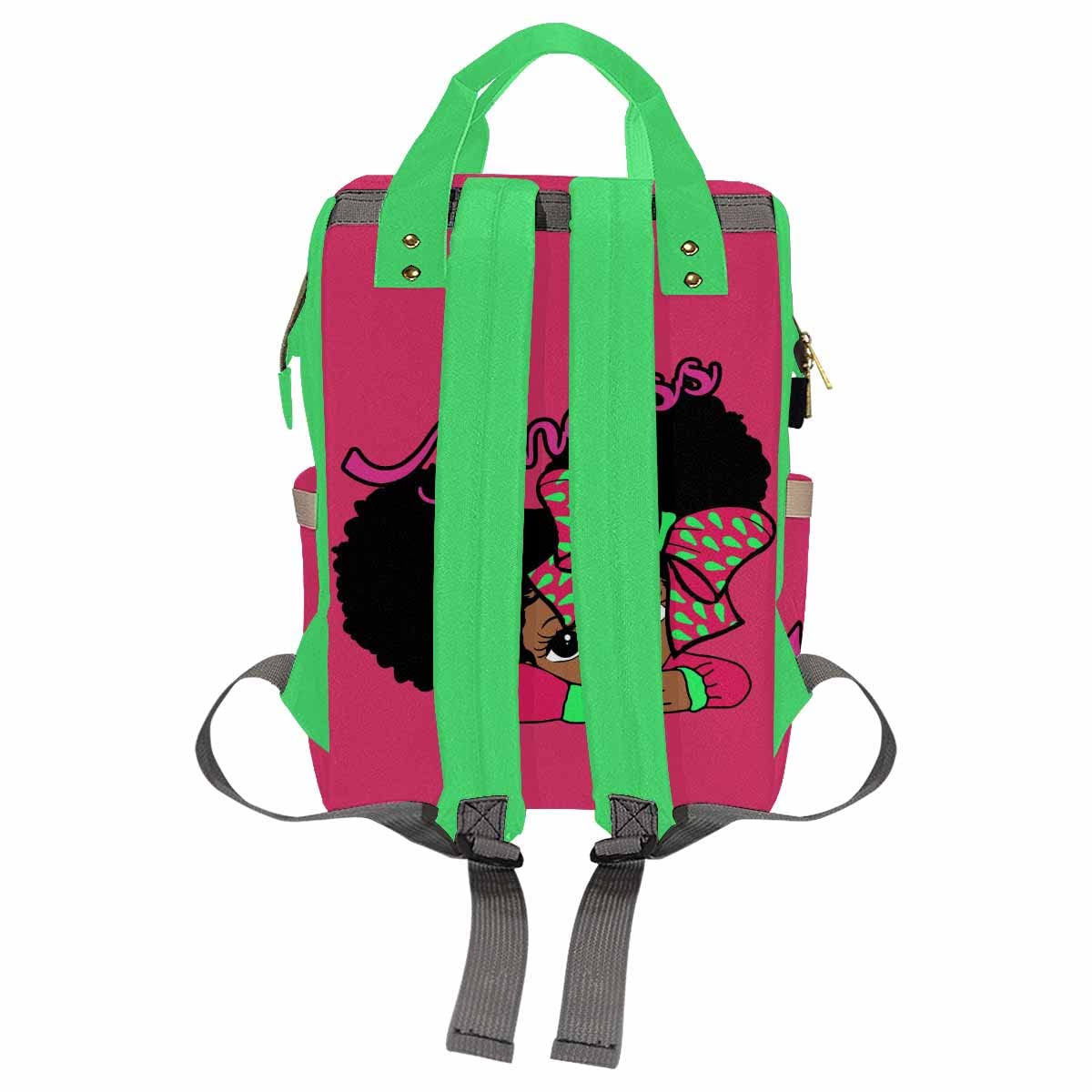 Artsadd Customized Diaper Bag Mommy Nappy Bags, Personalized Pretty Pink Green Handbags Large Capacity Multi-Function Nursing Ba