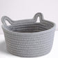 Cafshion Small Toy Basket With Cat Ears, Cute Basket Toy Organizer With Handles Woven Cotton Rope Basket Decorative Basket Nurse