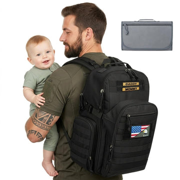 MIRACOL Military Diaper Bag for Dad: Tactical Design with Changing Pad & Daddy Patches - Pride Solution for Veteran Fathers in B