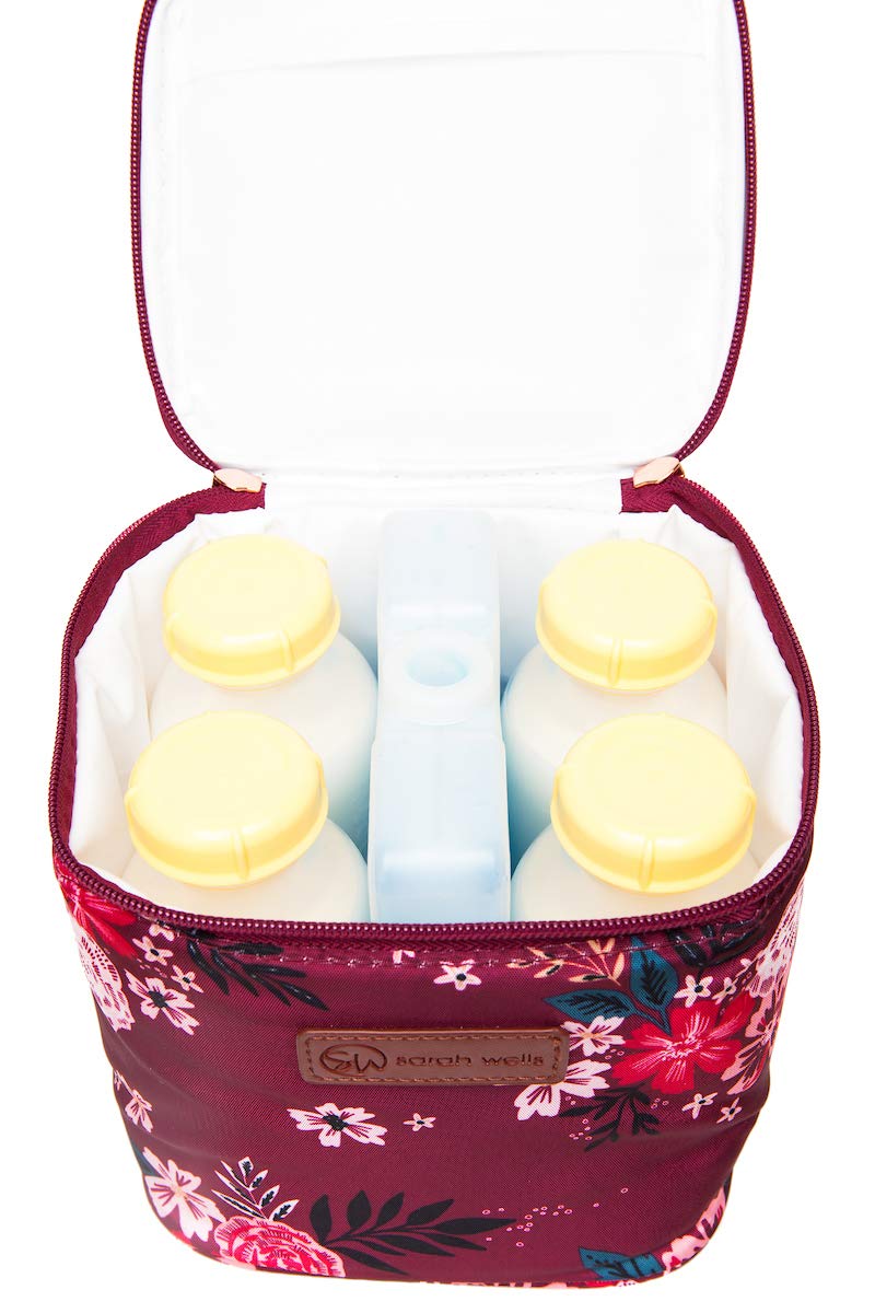 Sarah Wells Cold Gold Breastmilk Cooler Bag with Ice Pack (Berry Bloom)