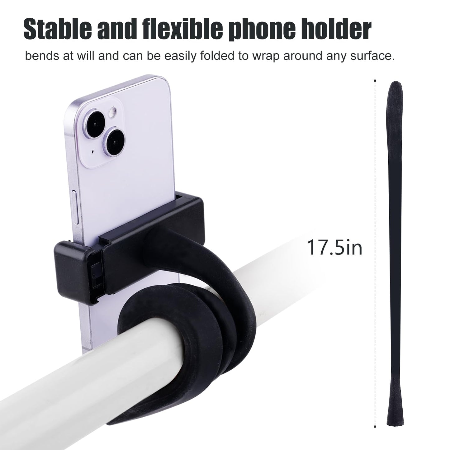 Stroller Bike Phone Holder, Flexible Cell Phone Bicycle Pram Mount With Non-Skidding Arm Grip Soft Alloy Phone Clamp For Baby Bu