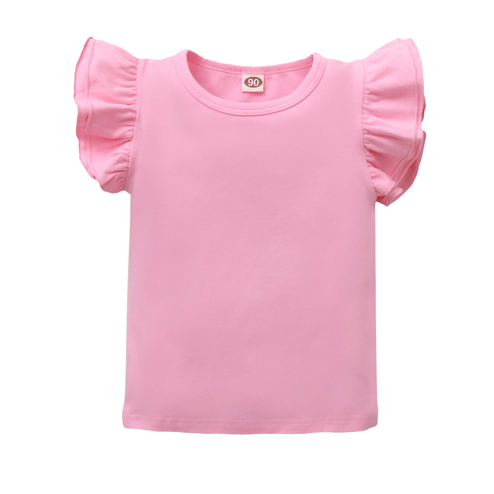 Lysmuch Toddler Baby Girls Ruffle Sleeve Shirt Plain Solid Sleeveless Tshirt Top WBBAPB0BD55RN9N
