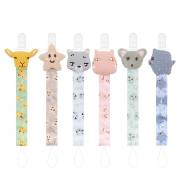 Babygoal Doll Pacifier Clips With Pacifier Case, 6 Pack Binky Paci Holder Clips And Leash For Boys And Girls Fits For Most Pacif