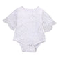Infant Baby Girl White Lace Ruffles Sleeve Romper Sunsuit Bodysuit (70Cm/3-6 Months)