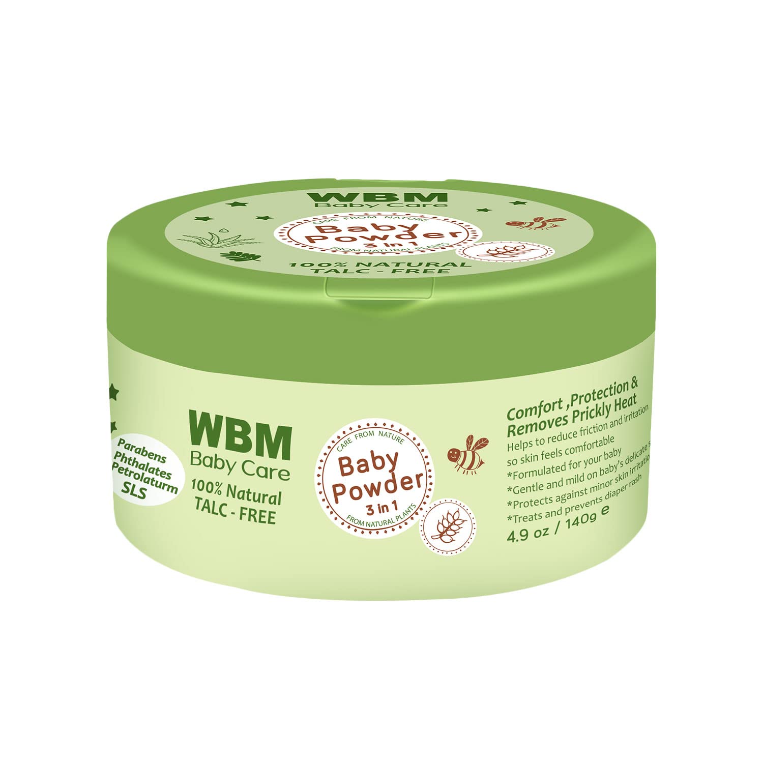 WBM Care 3 in 1 Baby Powder | Skin Reparing, Nourishing & Dry | Natural Dusting Powder | 4.9 oz