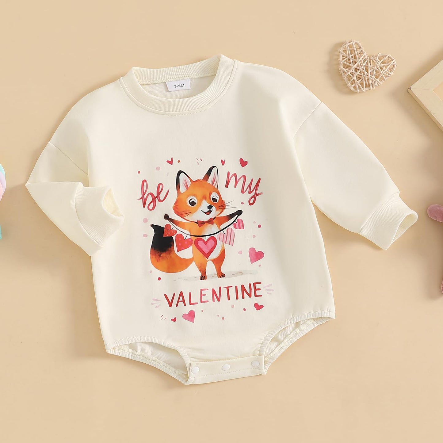 My First Valentines Day Baby Girl Outfit Love Sweatshirt Romper Long Sleeve Bubble Onesie Cute Valentines Day Baby Girl Outfit (