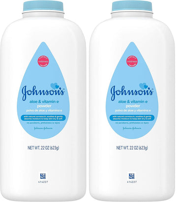 Johnson'S Baby Powder, Pure Cornstarch, Aloe & Vitamin E, 22 Ounce (Pack Of 2) - Packaging May Vary