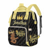 M Yescustom Custom Name Baby Bags For Dad Mom, Personalized Black Crown Diaper Bag Backpack With Stroller Straps Large Capacity