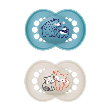 Mam Original Matte Baby Pacifier, Nipple Shape Helps Promote Healthy Oral Development, Sterilizer Case, 2 Pack, 16+ Months, Boy,