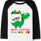 Tkria Valentine Day Shirt For Youth Large Graphic Long Sleeve Black Raglan T-Shirts Fall Shirt Dinosaur Big Brother 10 Years