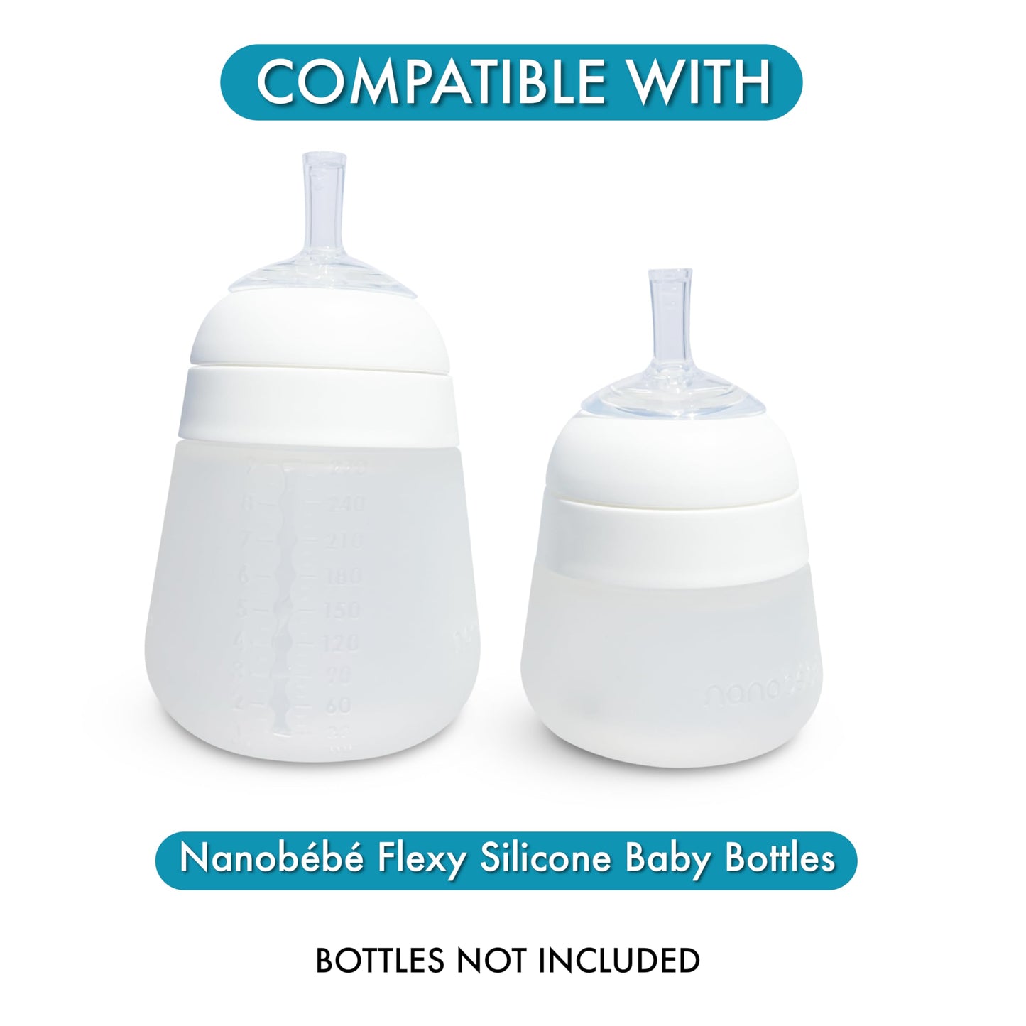 Straw Cup Conversion Kit For Nanob  B   Flexy Silicone Baby Bottles 2-Count | Soft Food Grade Silicone Sippy Spout Nipples, Weig